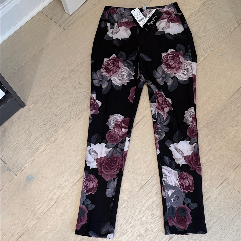 Joseph Ribkoff Black Floral Skinny Pants